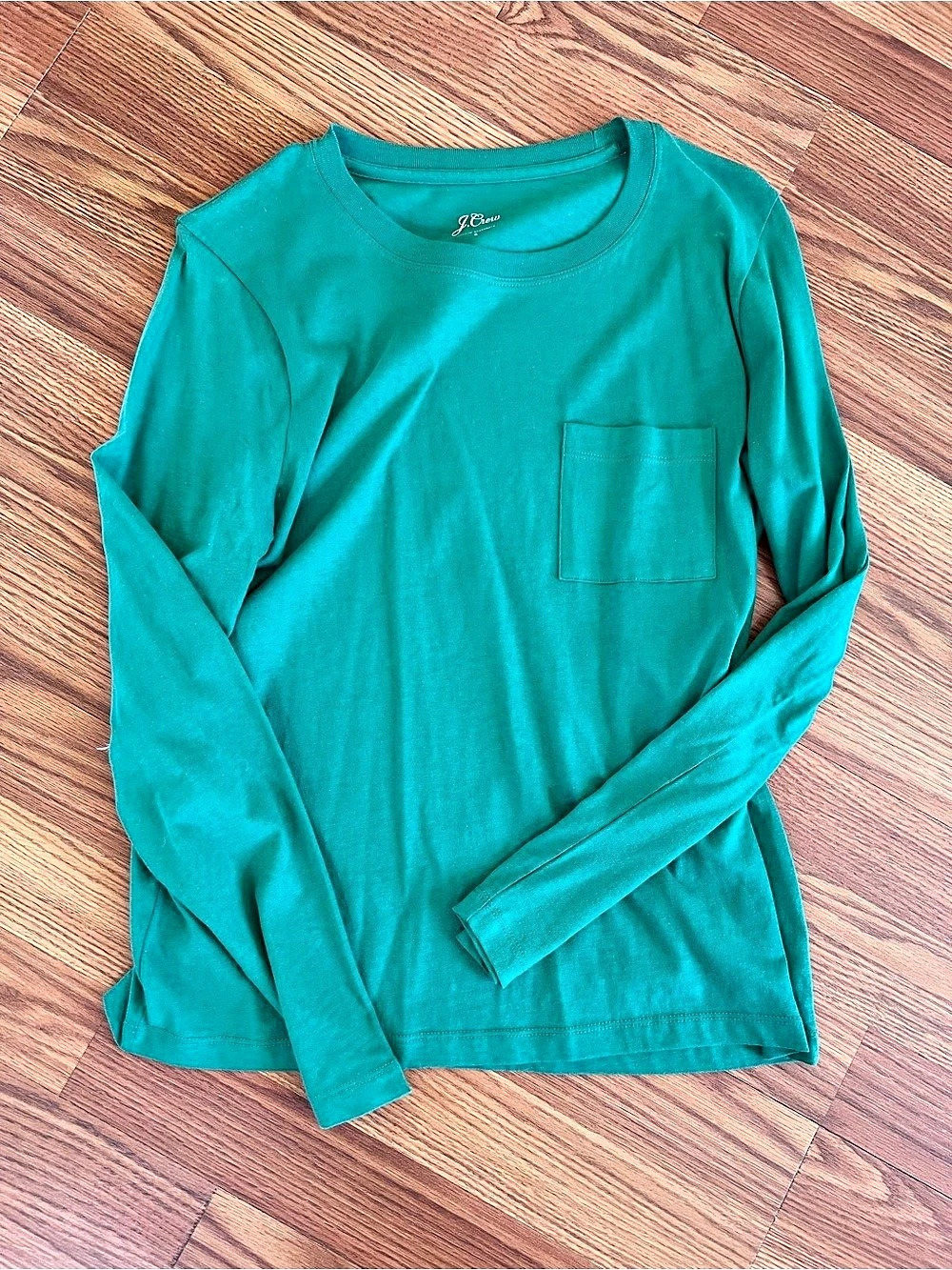 J.Crew Long-sleeve vintage-wash cotton pocket T-shirt Green Small